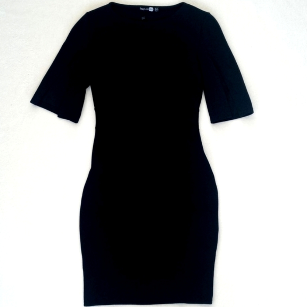 *Relisted* BooHoo "Nelly" Black Bodycon Mini Wiggle Dress 3/4 Split Sleeves 4 - Picture 10 of 10